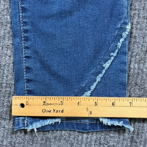 Royalty For Me Womens Jeans Size 12 Blue Denim Frayed Hem Classic Mid Rise - Picture 10 of 11